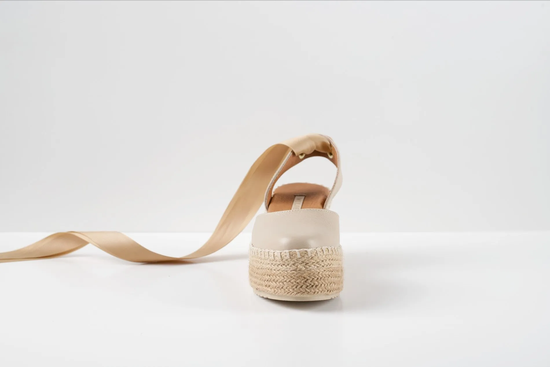 White Pebbled Leather Ribbon Espadrille Wedges sold by Folklore Shop product image thumbnail 4