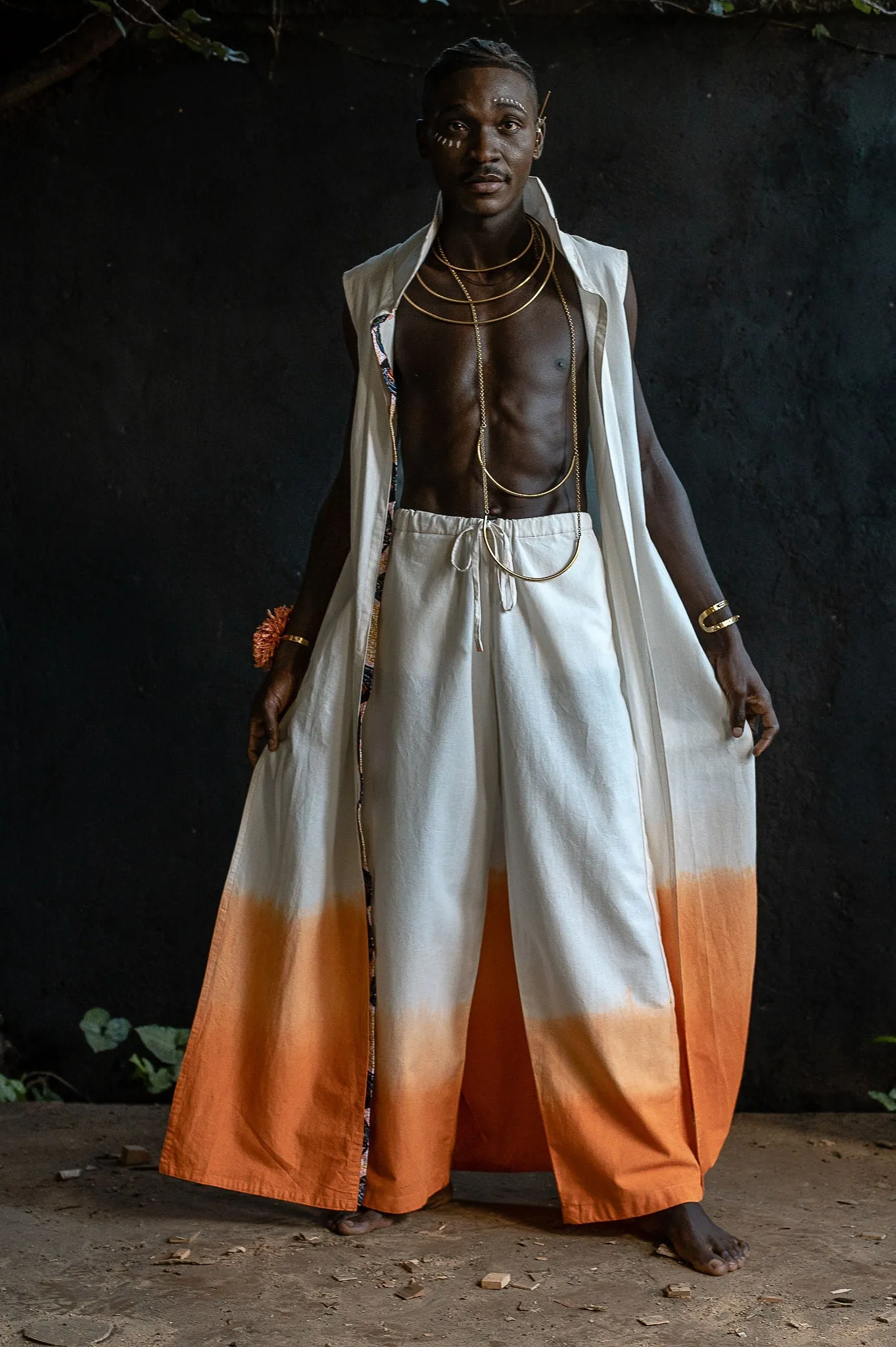 Fire Draped Sleeveless Ombré Vest Set sold by Folklore Shop