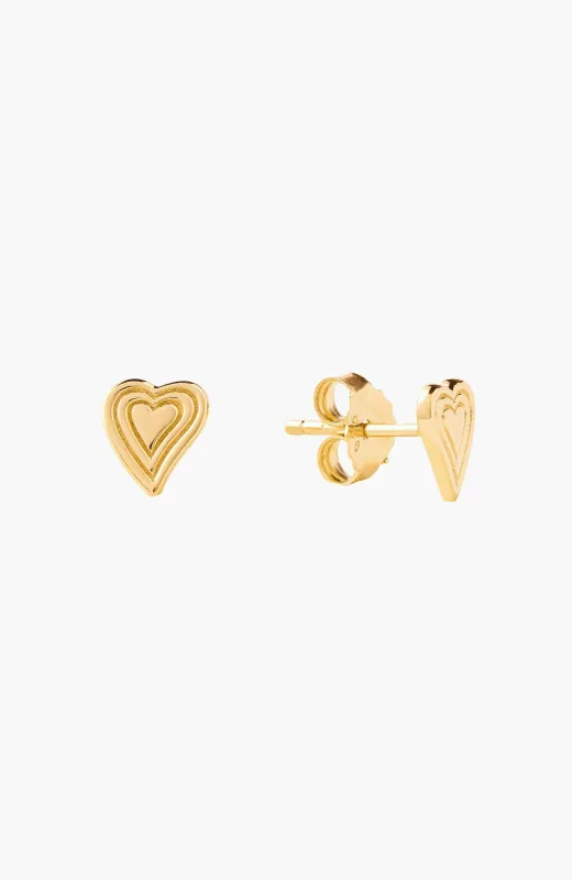 Emanate Love Heart Stud Earrings made by Folklore Shop