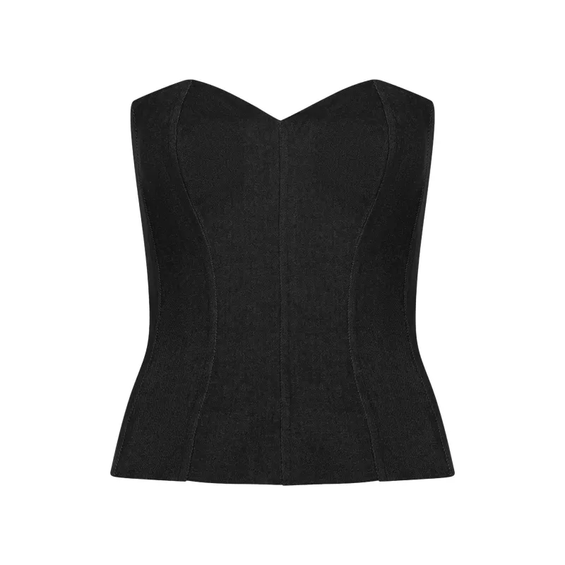 Black Denim Corset Top made by Folklore Shop