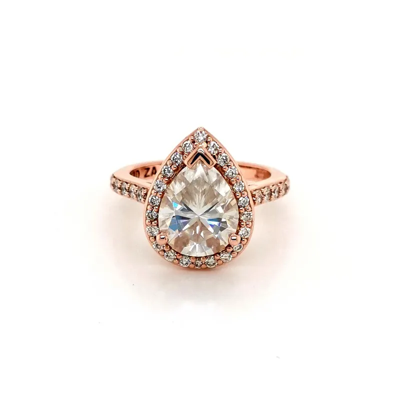 2ct Pear Cut Halo Ring made by Folklore Shop