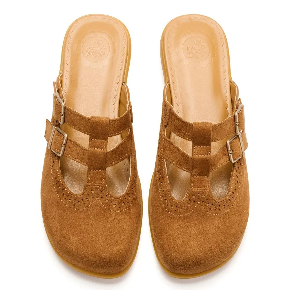 Camel Suede Women's Mary Jane Clogs sold by Folklore Shop product image thumbnail 4