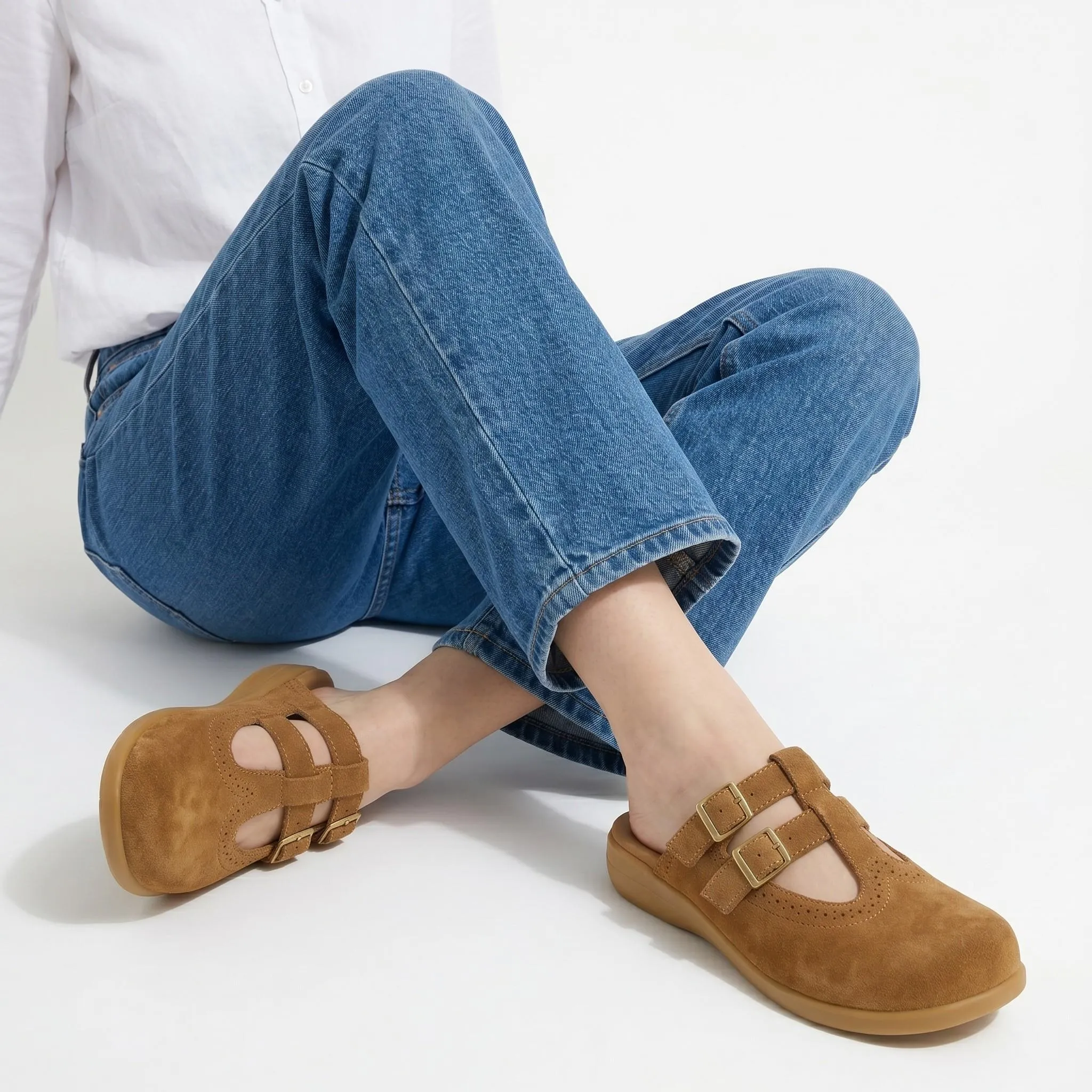 Camel Suede Women's Mary Jane Clogs sold by Folklore Shop product image thumbnail 2