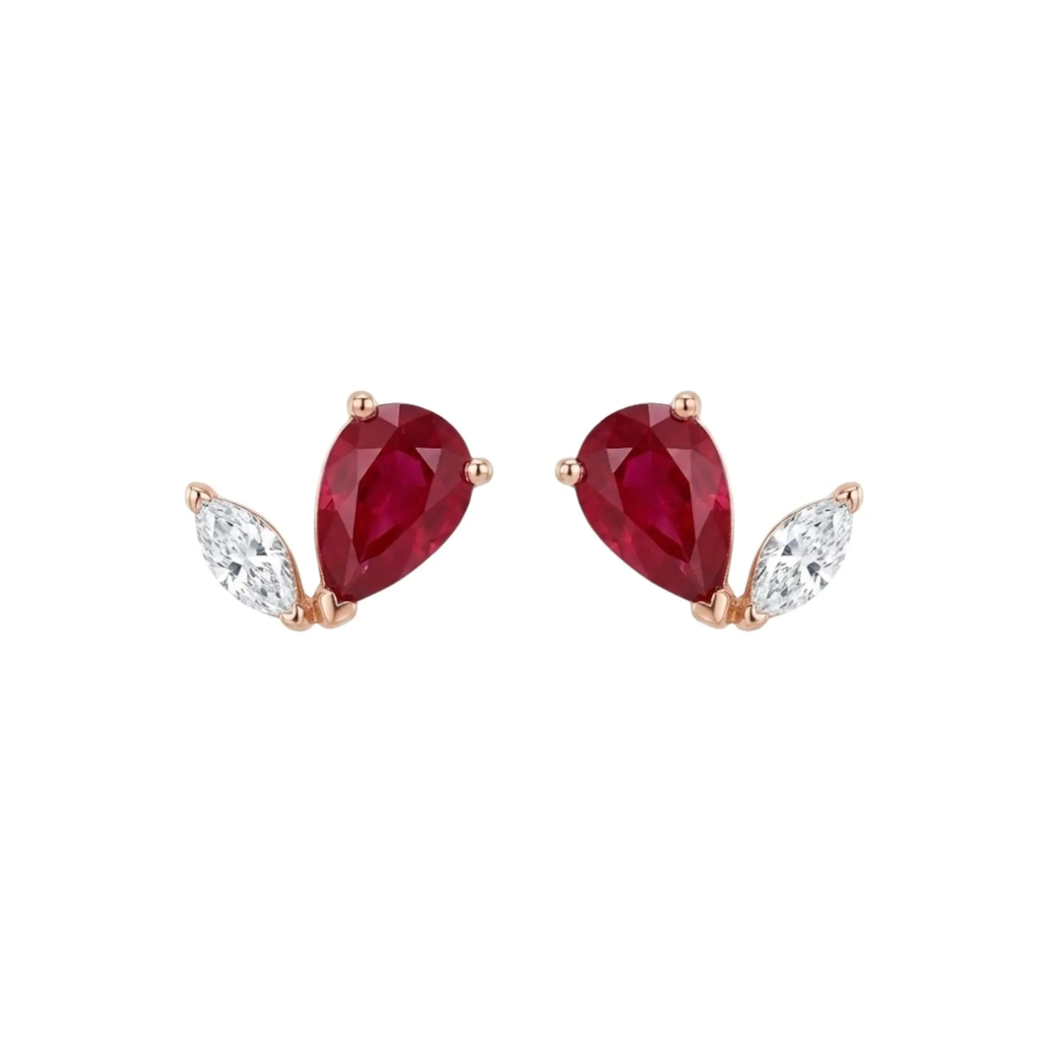 Pear Ruby & Diamond Marquise Studs sold by Folklore Shop
