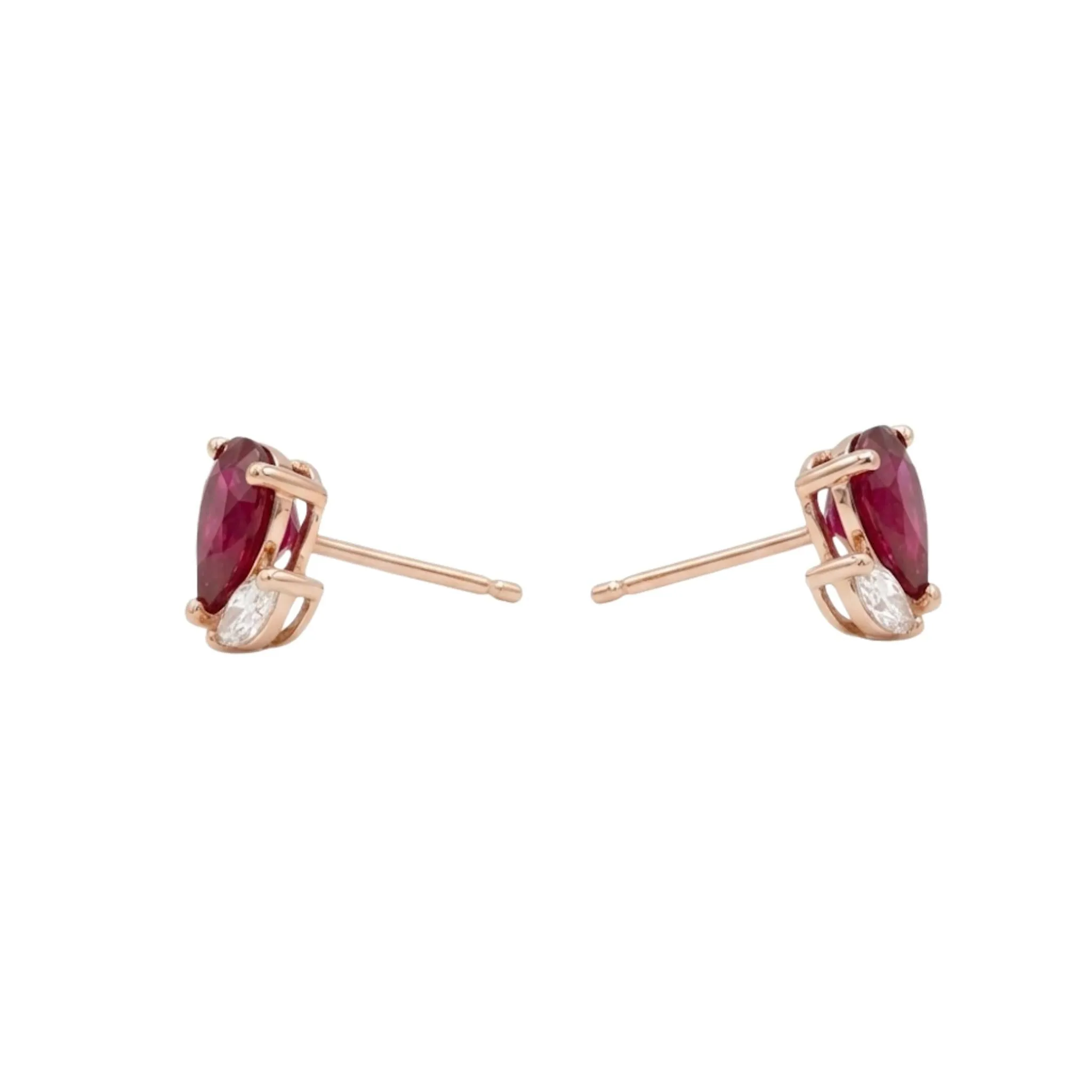 Pear Ruby & Diamond Marquise Studs sold by Folklore Shop product image thumbnail 3