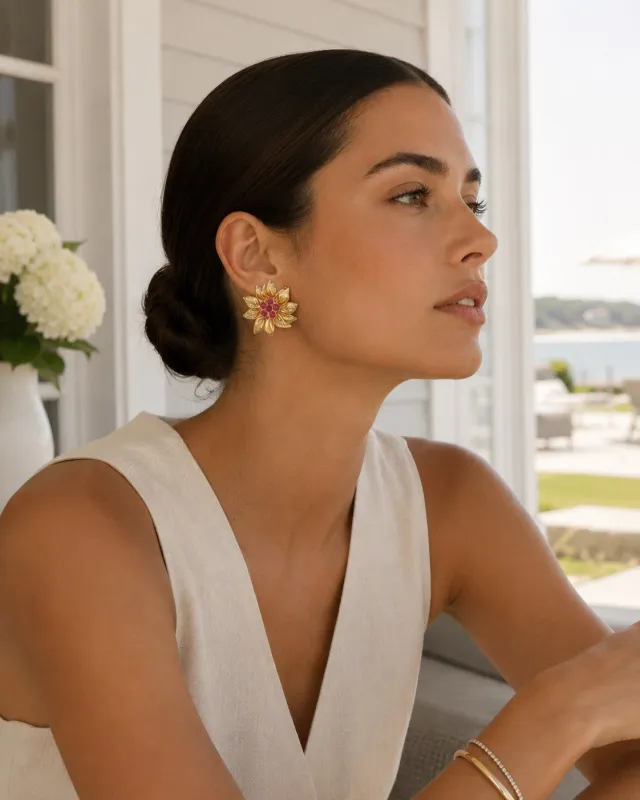 Magnolia Gold Earrings made by Folklore Shop