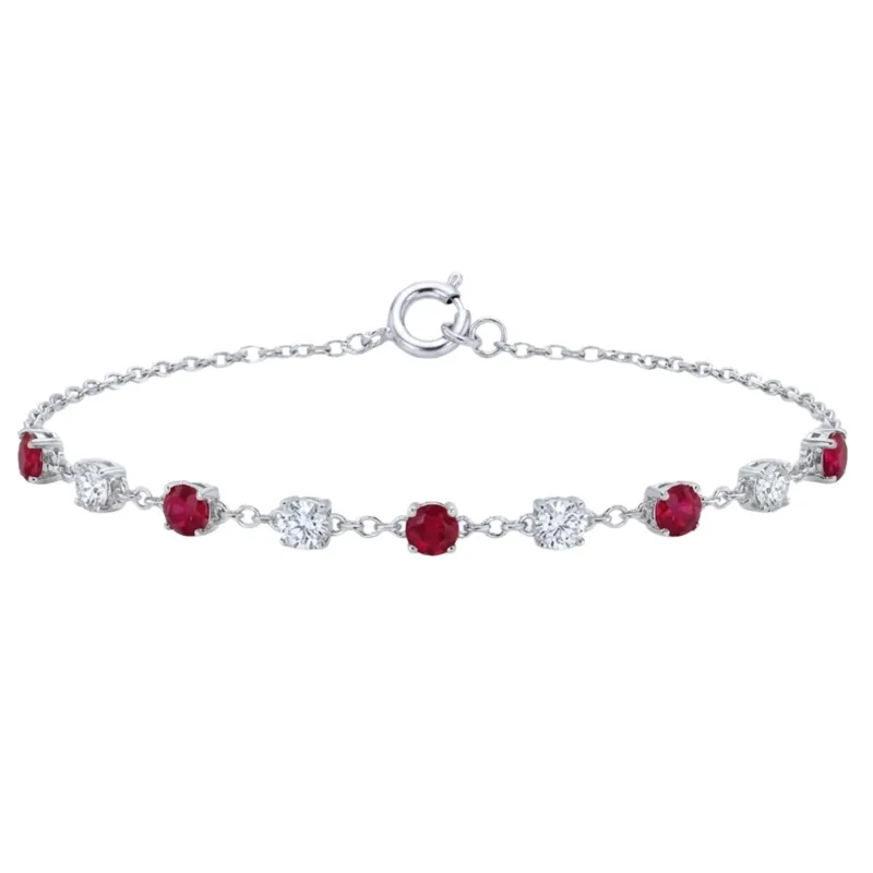 Nine Station Round Ruby & Diamond Bracelet made by Folklore Shop
