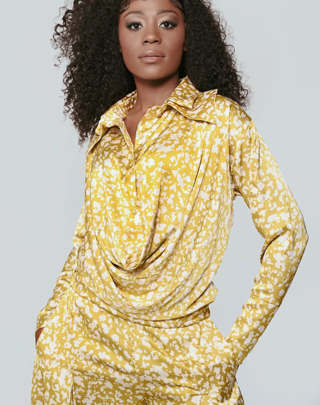 Nala Golden Draped Satin Set sold by Folklore Shop product image thumbnail 2