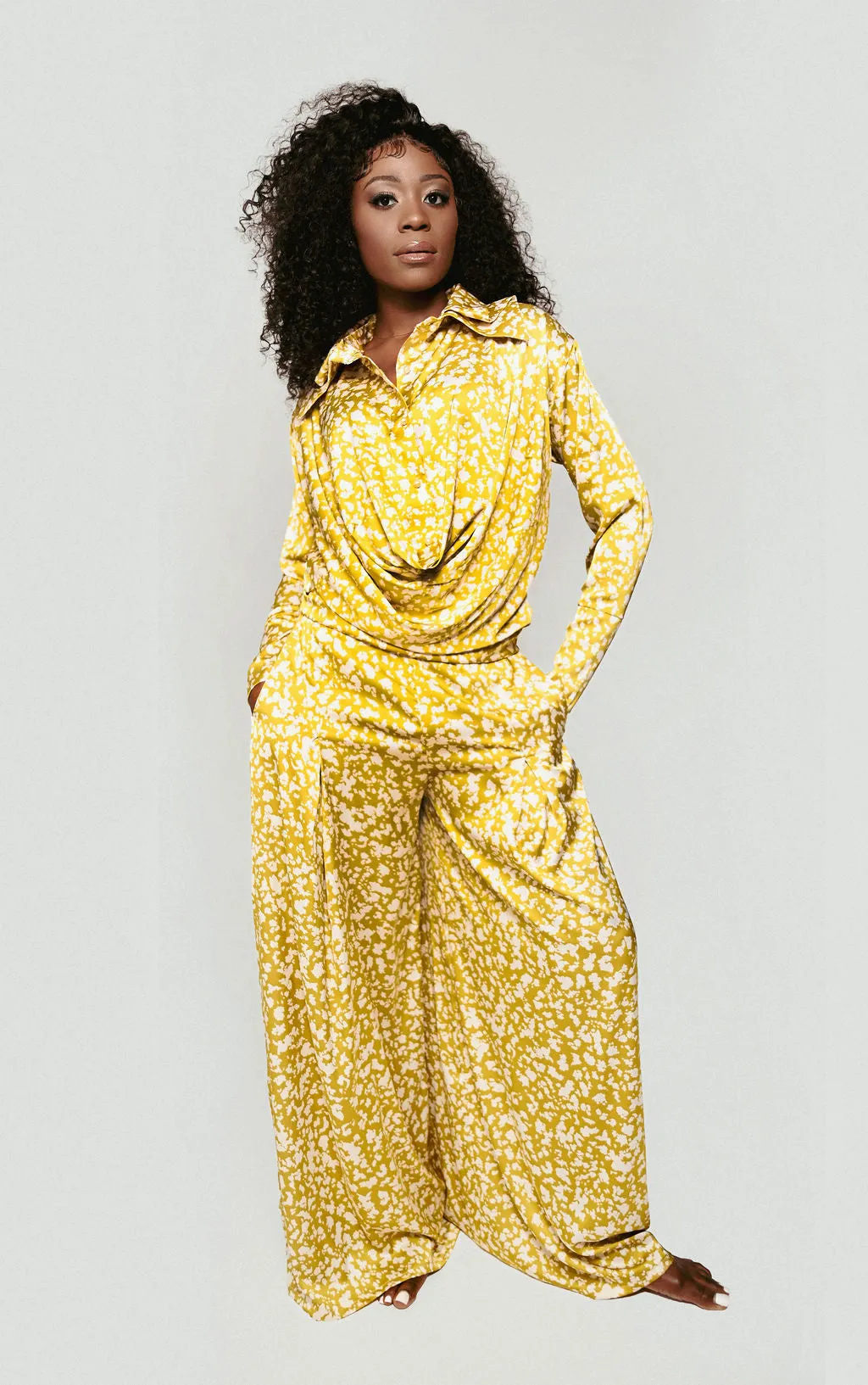 Nala Golden Draped Satin Set sold by Folklore Shop product image thumbnail 3