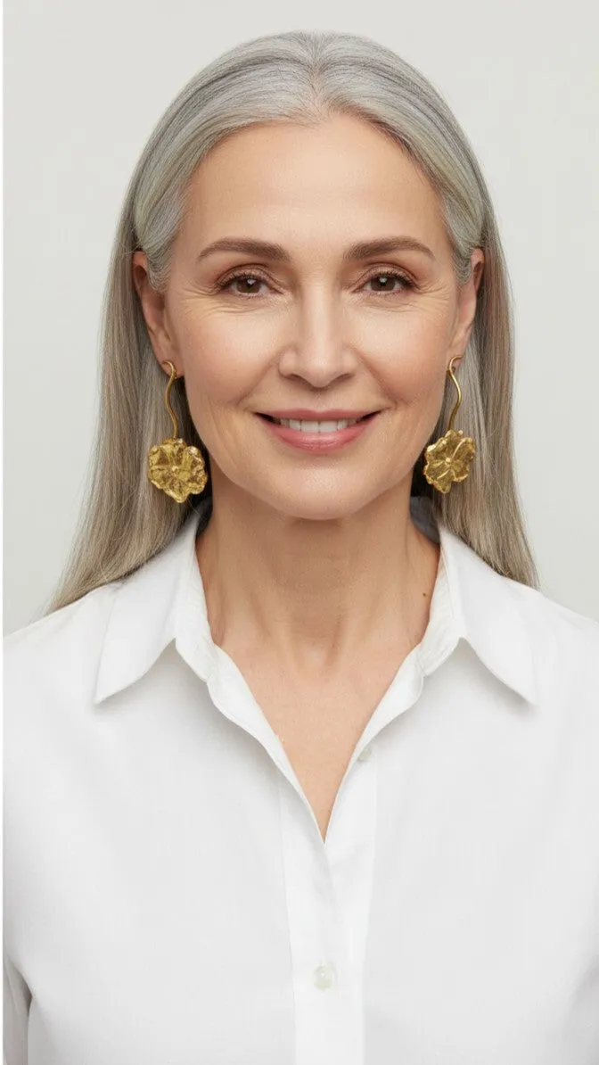 Luxe Gold Flower Earrings sold by Folklore Shop product image thumbnail 2