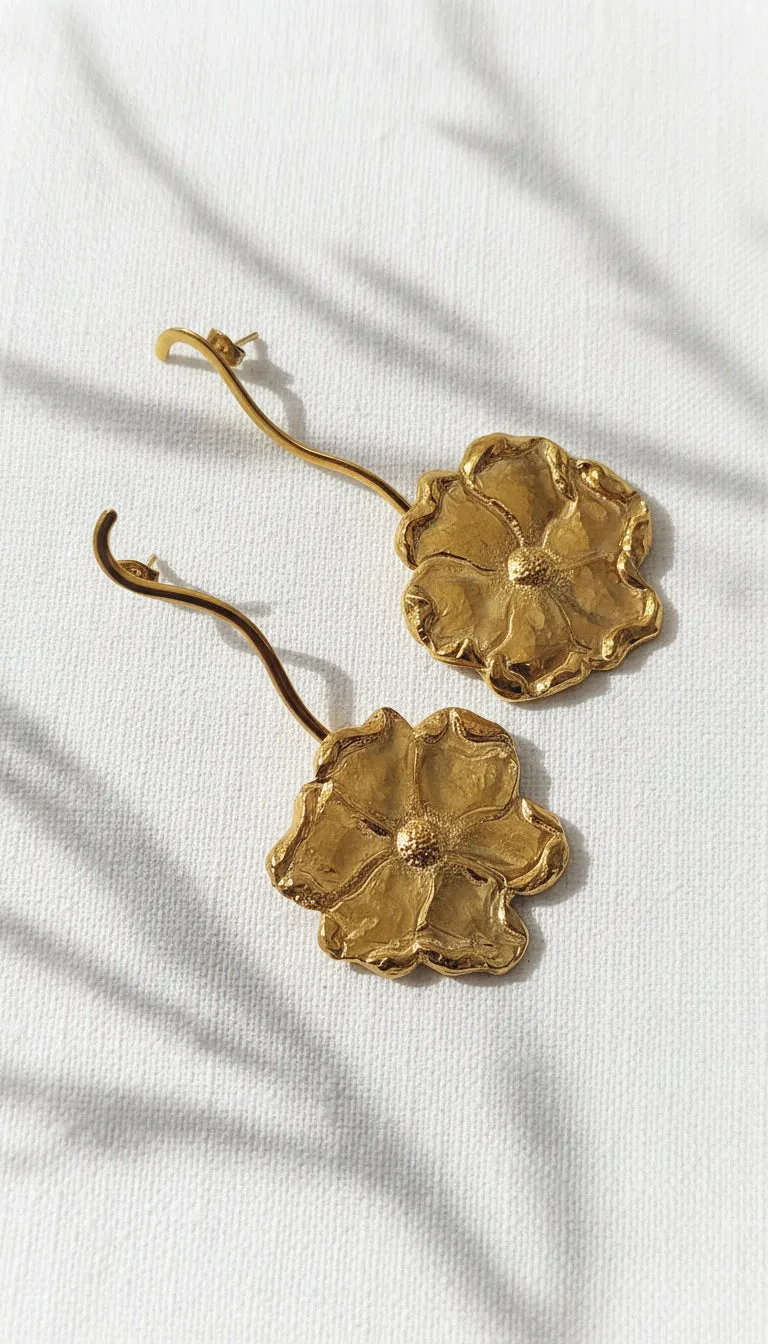 Luxe Gold Flower Earrings sold by Folklore Shop product image thumbnail 3