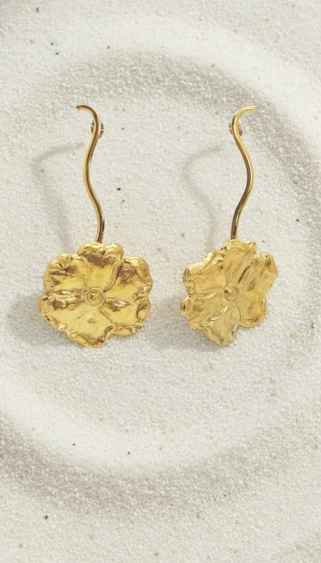 Luxe Gold Flower Earrings made by Folklore Shop