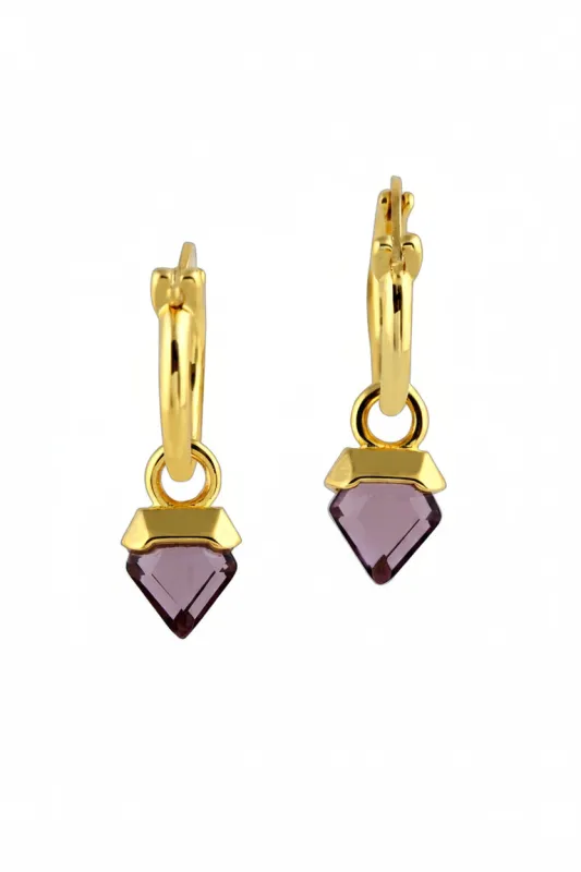 The Amara Amethyst Drop Earrings made by Folklore Shop
