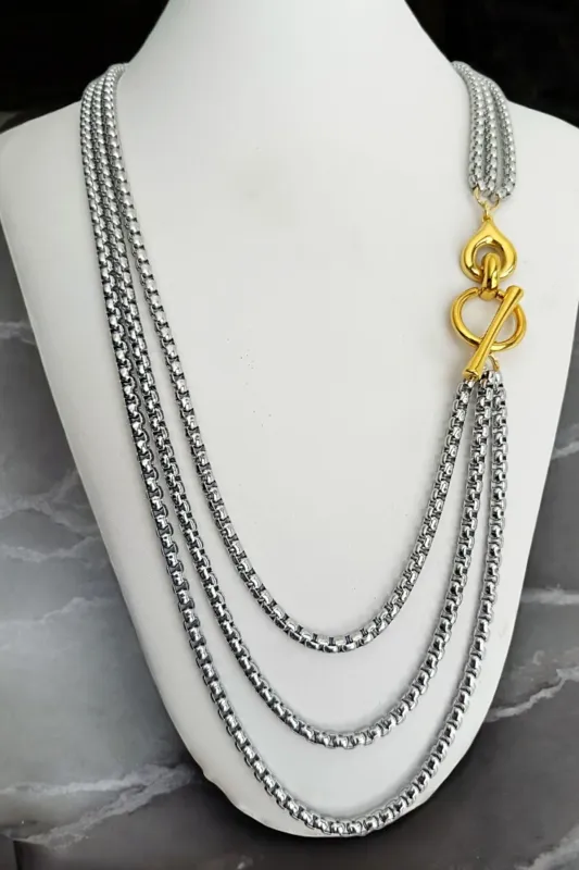 Verona long layers necklace made by Folklore Shop