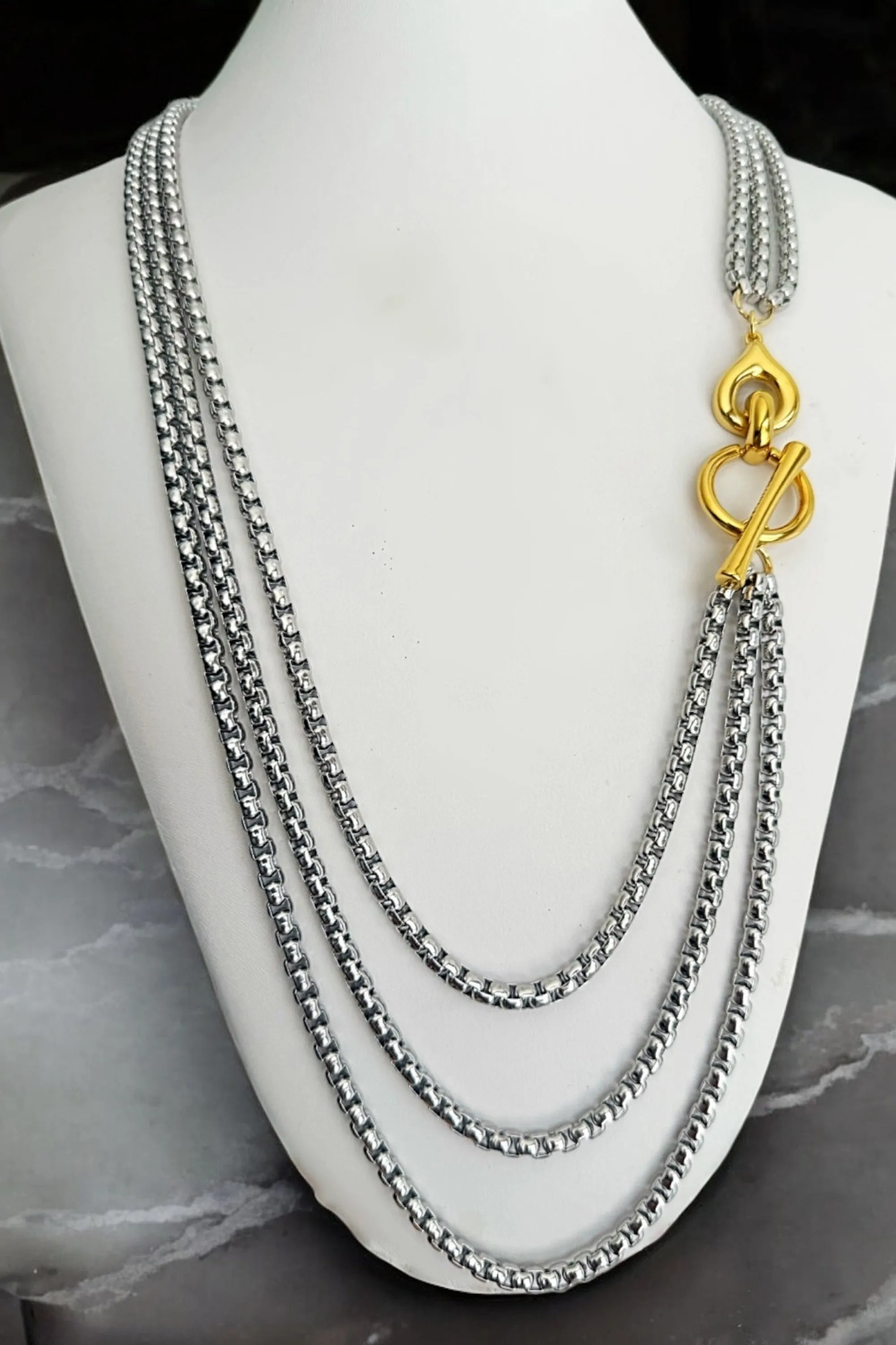 Verona long layers necklace sold by Folklore Shop