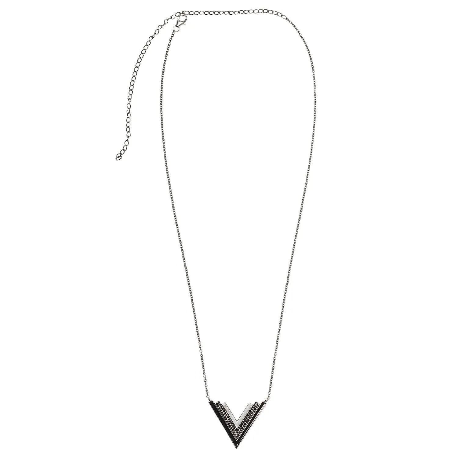 Valor Silver Onyx V Statement Necklace sold by Folklore Shop product image thumbnail 2