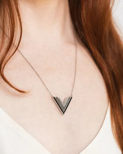 Valor Silver Onyx V Statement Necklace sold by Folklore Shop product image thumbnail 3