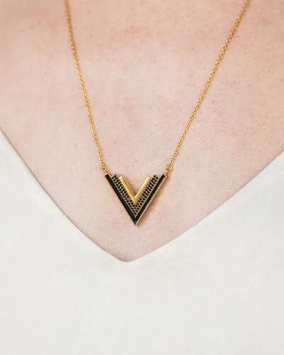 Valor Gold Onyx V Necklace sold by Folklore Shop product image thumbnail 3