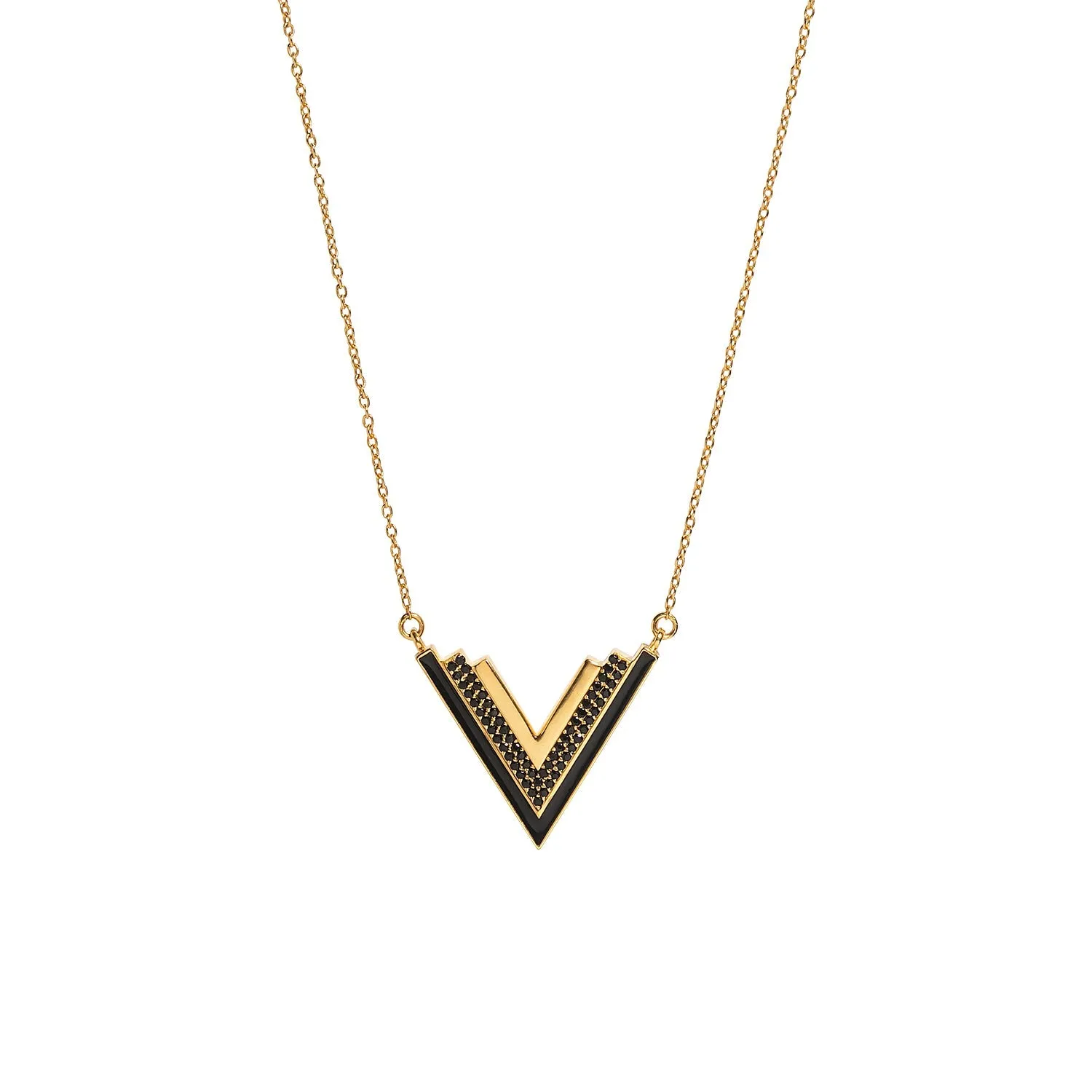 Valor Gold Onyx V Necklace sold by Folklore Shop