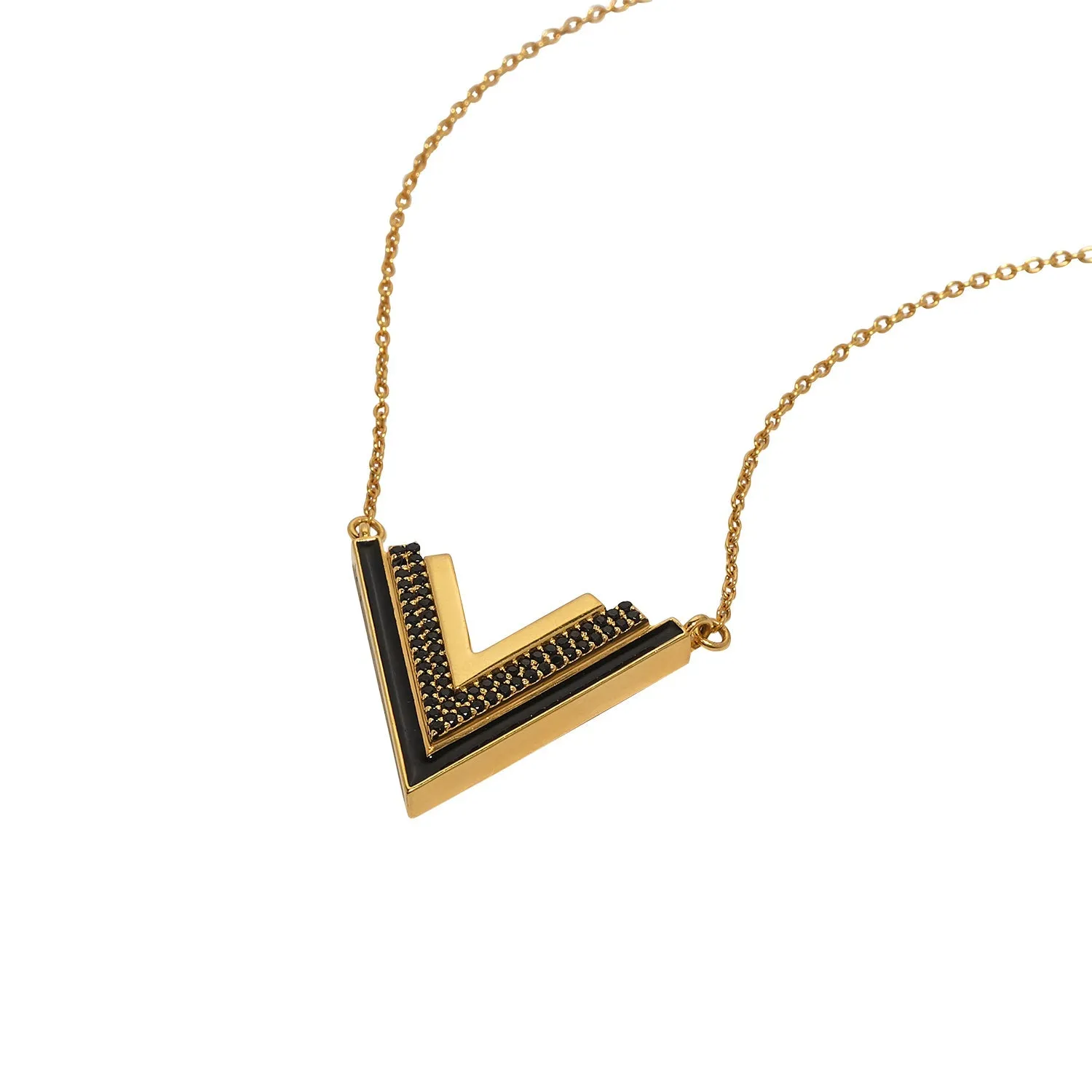 Valor Gold Onyx V Necklace sold by Folklore Shop product image thumbnail 2