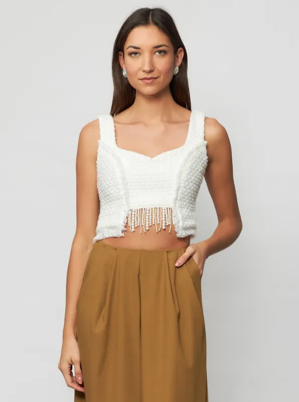Tia Shimmering Tweed Bouclé Crop Top made by Folklore Shop