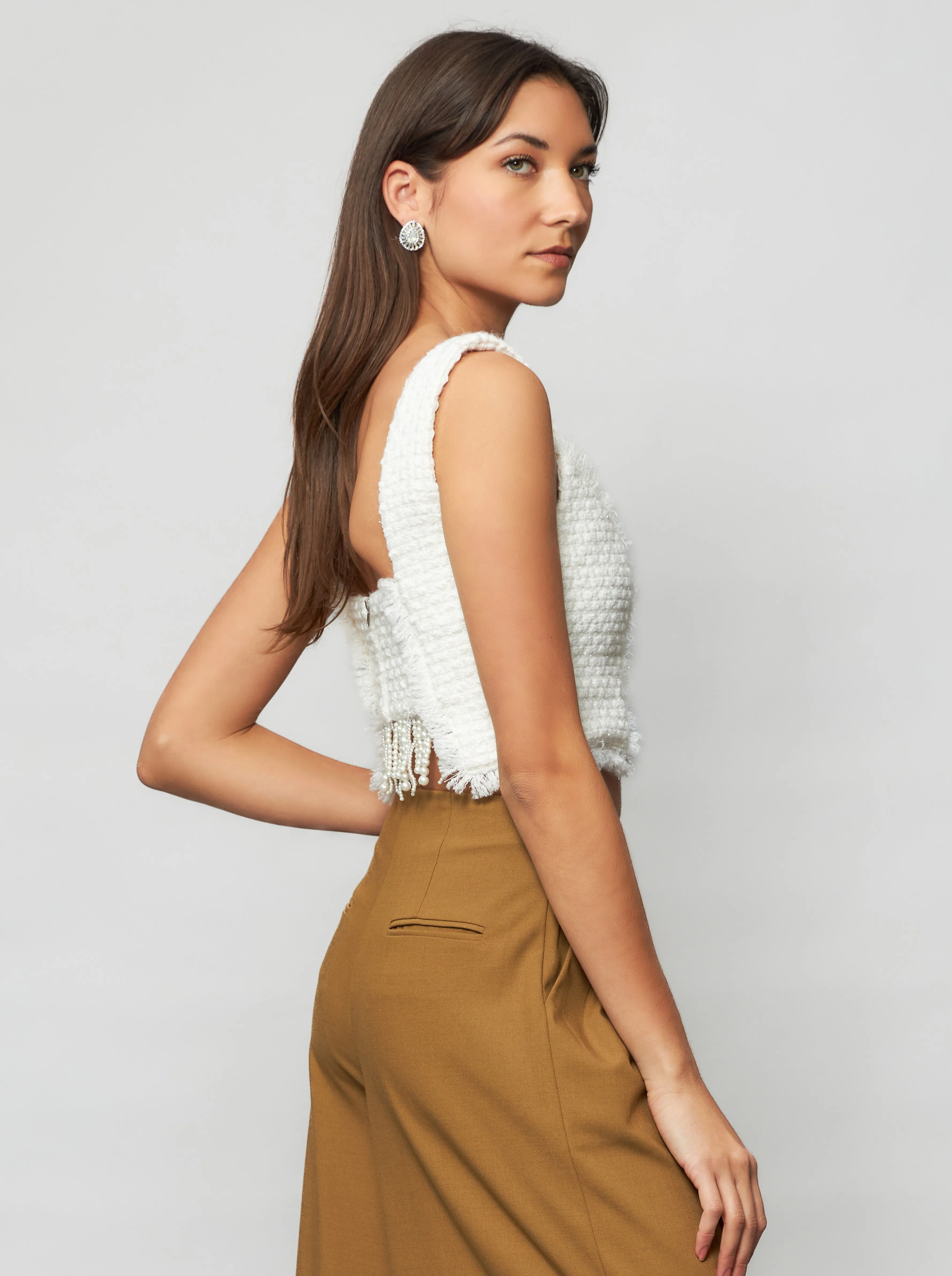 Tia Shimmering Tweed Bouclé Crop Top sold by Folklore Shop product image thumbnail 3
