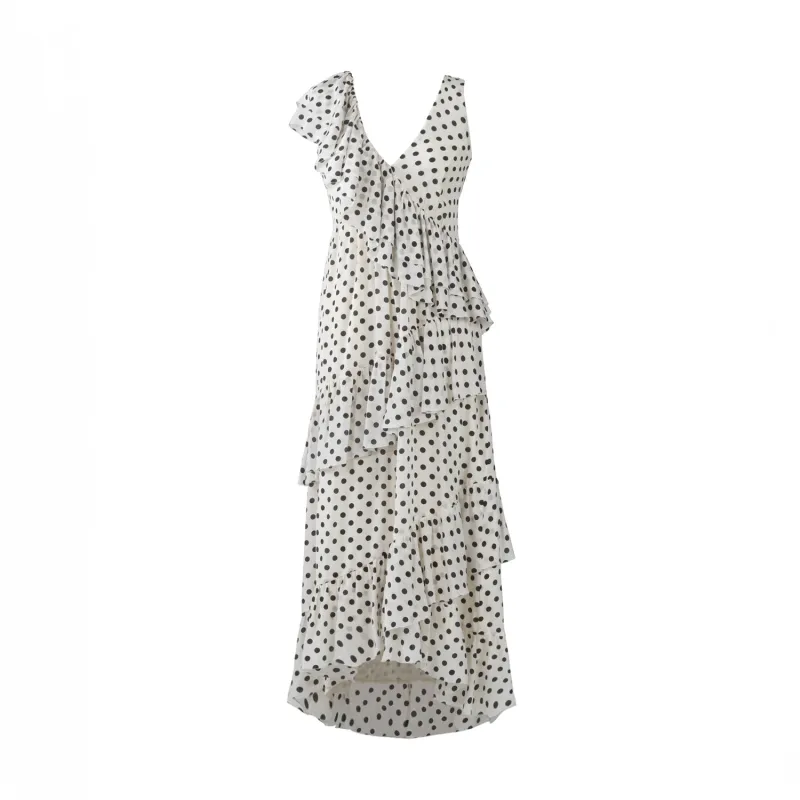 Arethia Polka Dot Silk Maxi Dress made by Folklore Shop