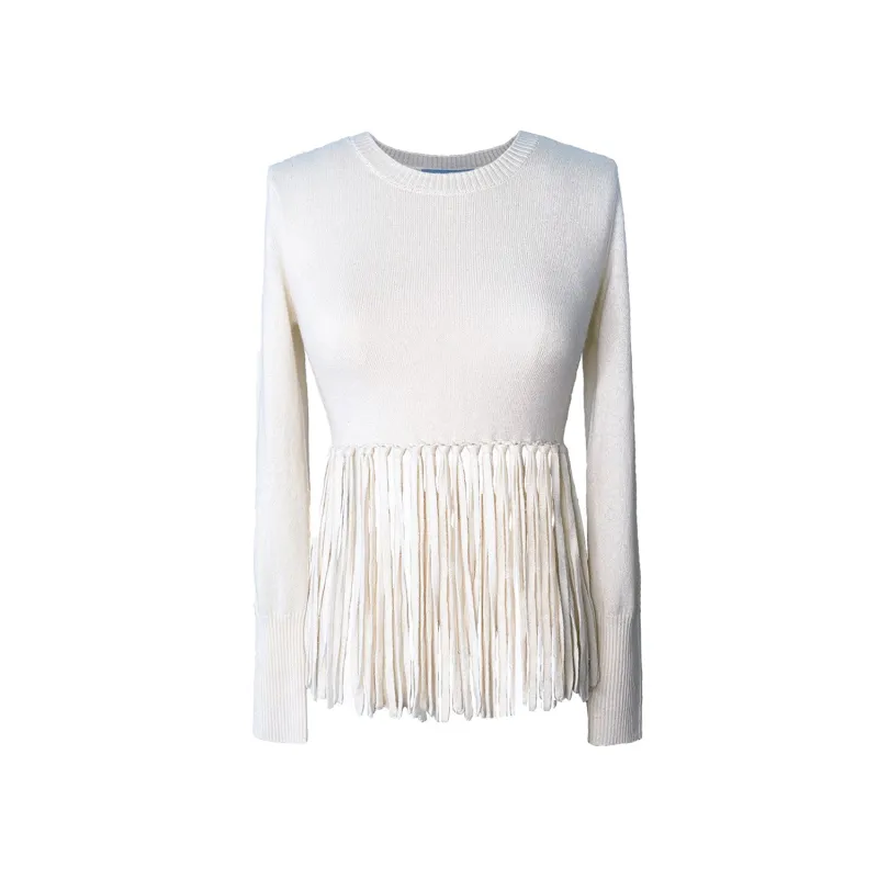 Mia Fringe Cashmere Top made by Folklore Shop