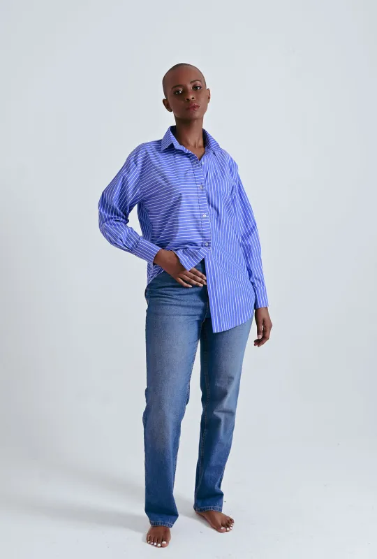 Kulani Asymmetric Striped Shirt made by Folklore Shop