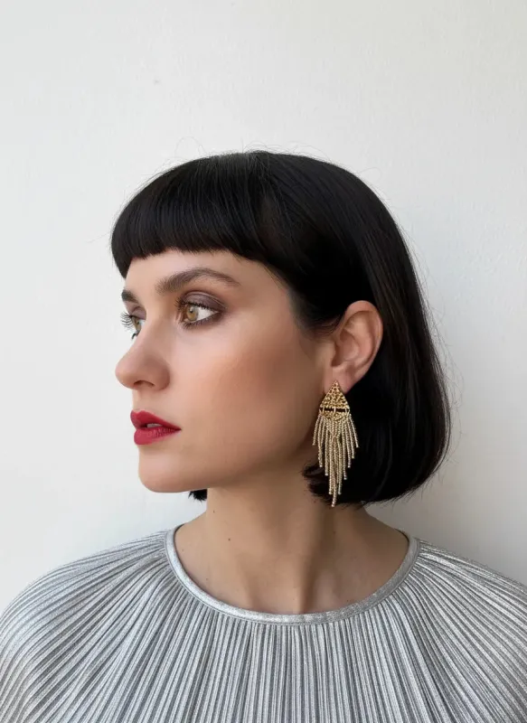 TRIANGLE FRINGE EARRINGS made by Folklore Shop