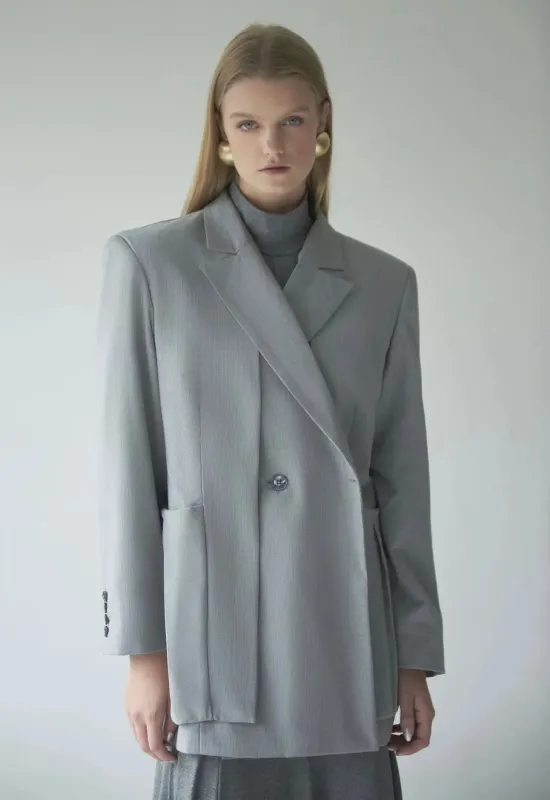 Oversized Cross-Front Straight-Cut Blazer made by Folklore Shop
