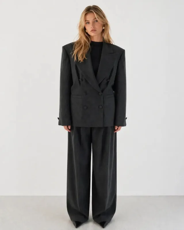 Double-breasted fitted blazer with subtle peplum silhouette made by Folklore Shop