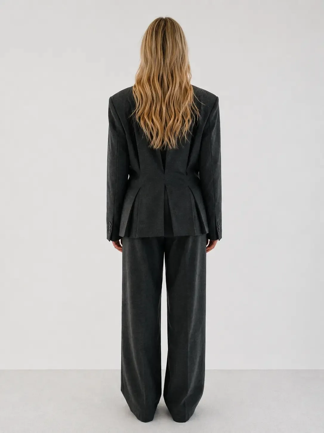 Double-breasted fitted blazer with subtle peplum silhouette sold by Folklore Shop product image thumbnail 2