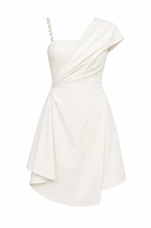 Celeste Draped Mini Dress - Ivory made by Folklore Shop