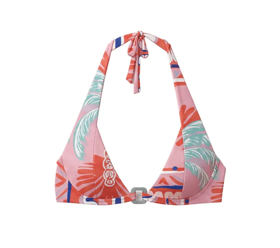 Halter Bikini Pink Palm Top made by Folklore Shop