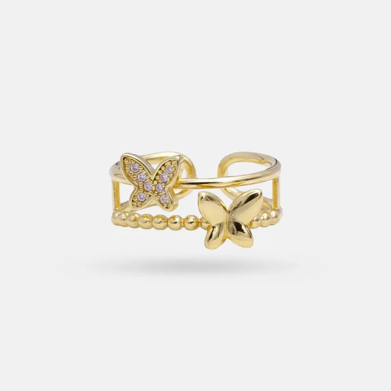 Golden Butterfly Ring made by Folklore Shop