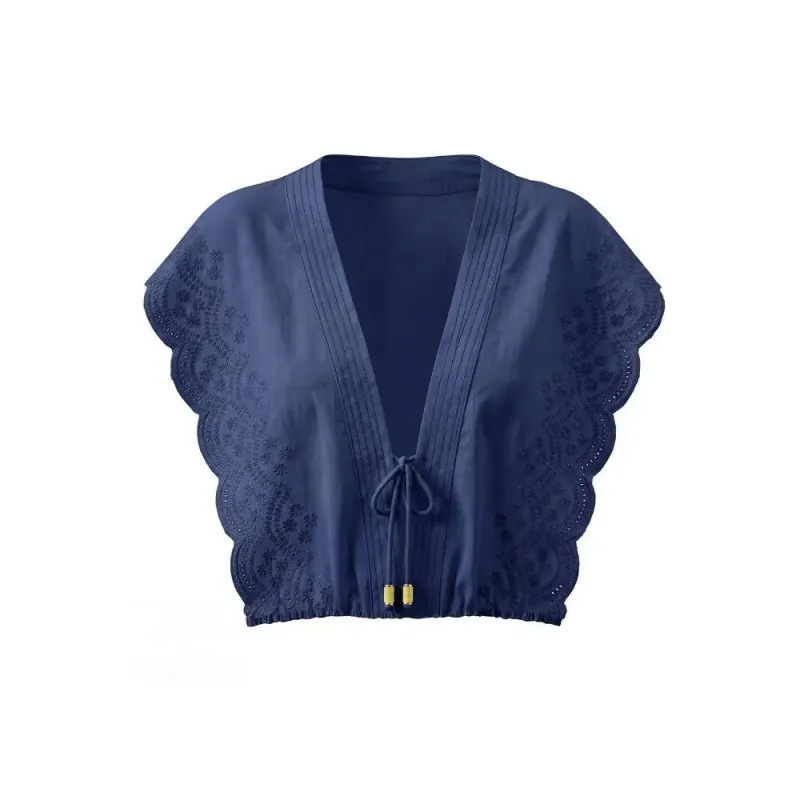 Flutter Sleeve Top Navy made by Folklore Shop