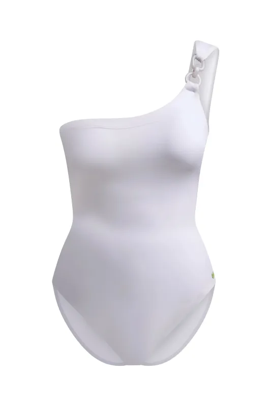 One Shoulder Swimsuit White made by Folklore Shop
