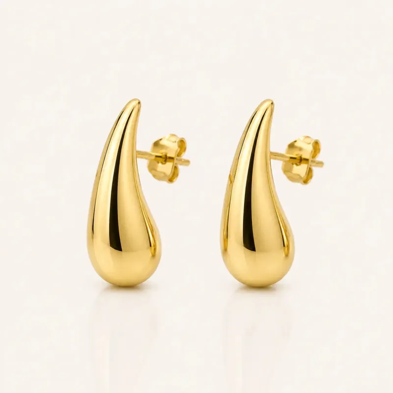 Golden Tear Drop Studs made by Folklore Shop