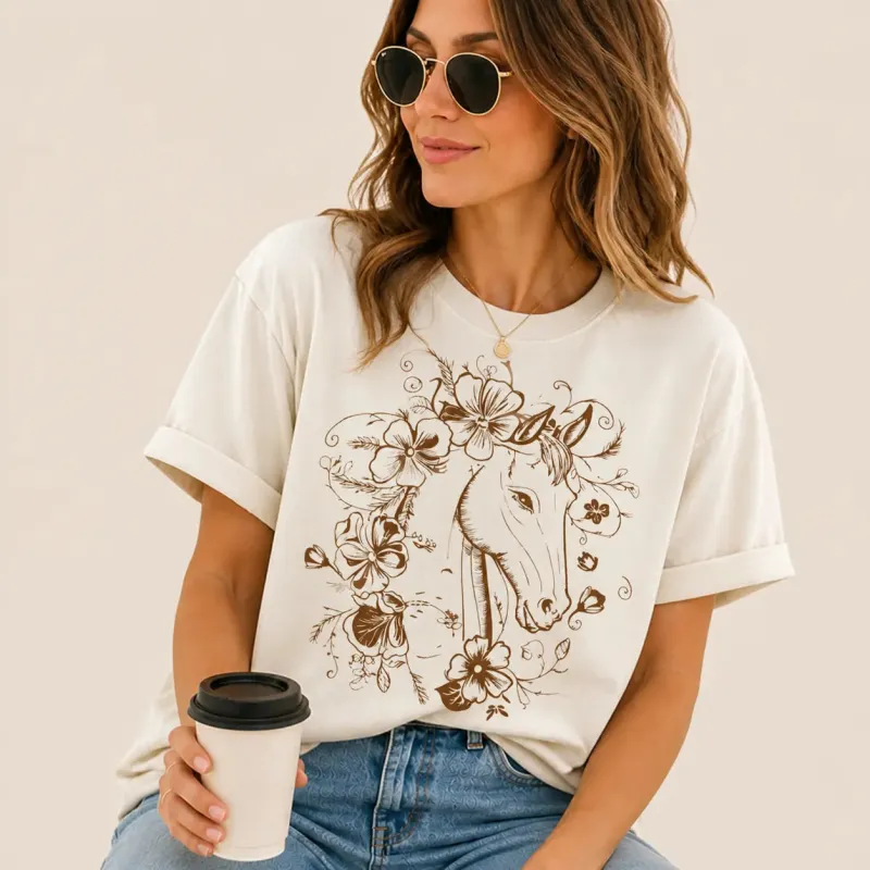 Floral Donkey Botanical Graphic Tee made by Folklore Shop