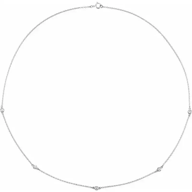 1/4 CT Natural Diamond 5-Station 18" Necklace in 14K Gold made by Folklore Shop