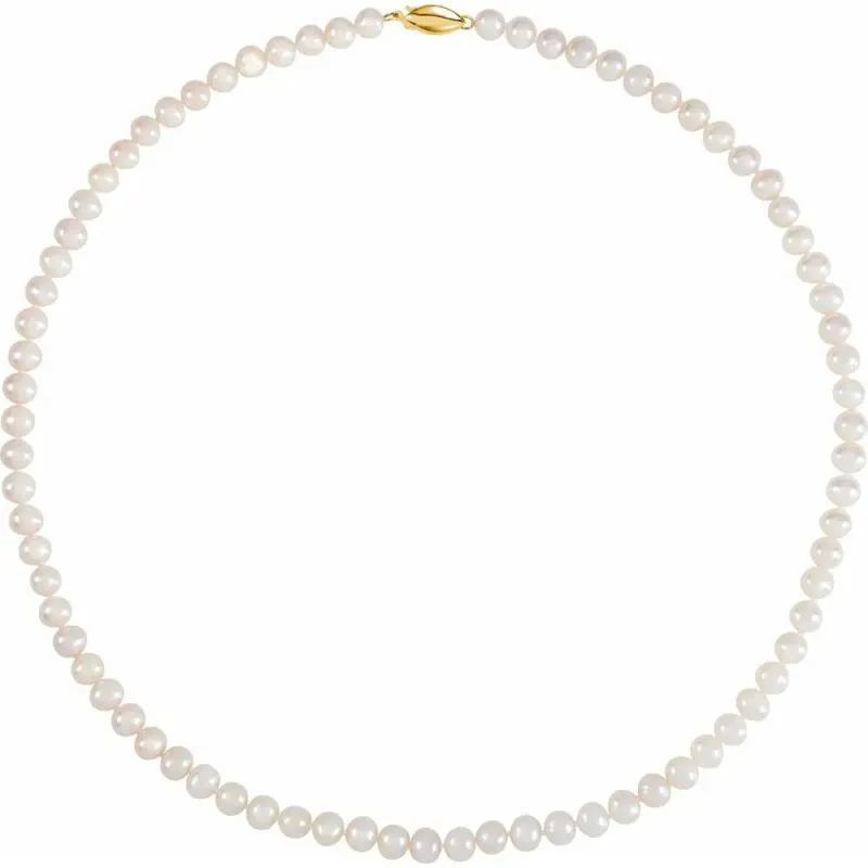 Panache Cultured Freshwater Pearl 18" Necklace in 14K Gold made by Folklore Shop