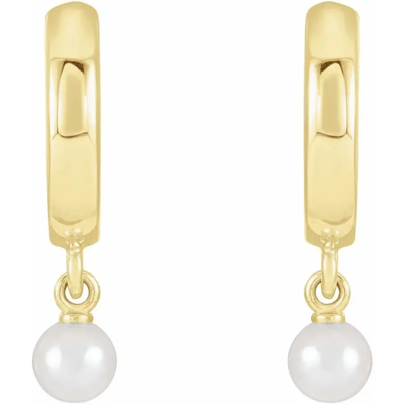 Cultured Seed Pearl Hoop Earrings in 14K Gold made by Folklore Shop
