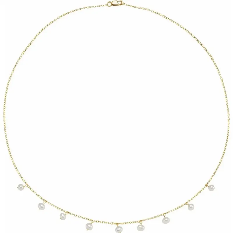 Freshwater Pearl 18" Necklace in 14K Gold made by Folklore Shop