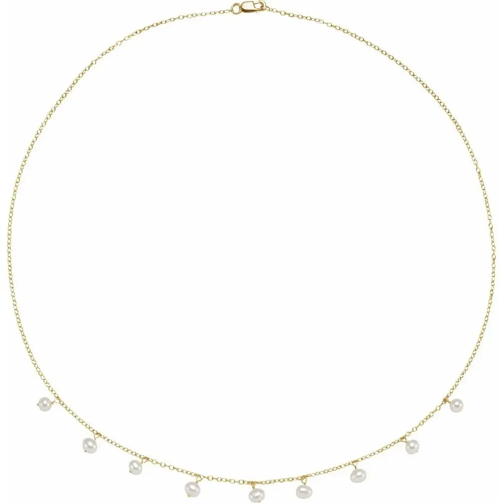 Freshwater Pearl 18" Necklace in 14K Gold sold by Folklore Shop