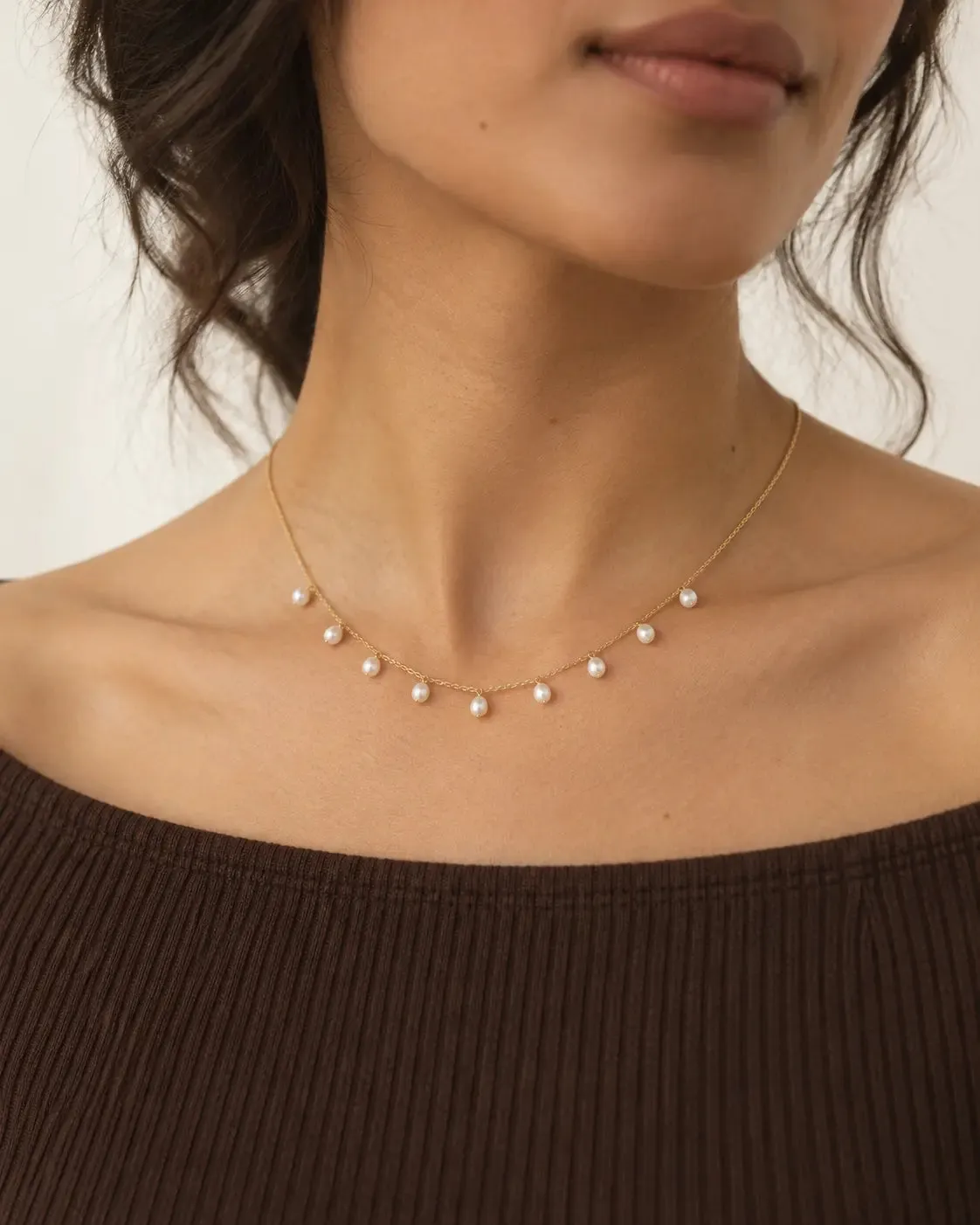 Freshwater Pearl 18" Necklace in 14K Gold sold by Folklore Shop product image thumbnail 3