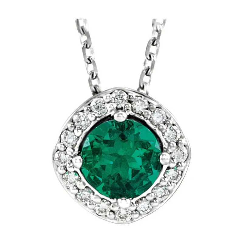 Lab-Grown Emerald & Natural Diamond Necklace in 14K Gold made by Folklore Shop