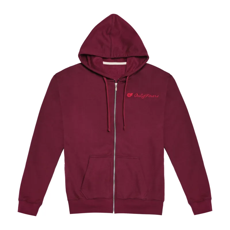 Embroidered Zip-Up Hoodie - Rosewood made by Only Fans