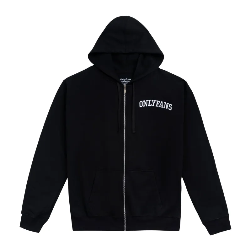 Embroidered Zip Hoodie- Black made by Only Fans