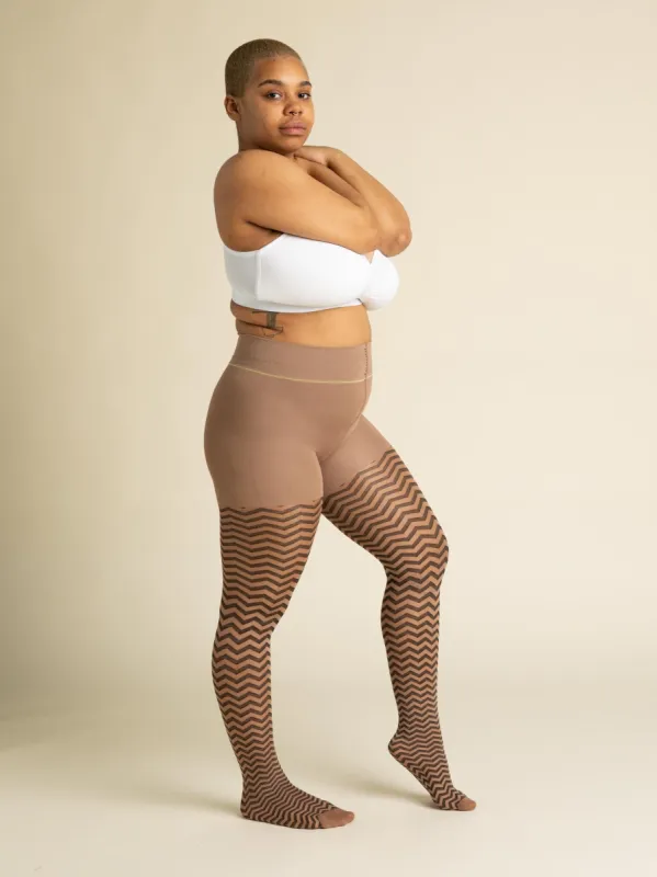ZigZag Nude Shaping Sheer Rip-Resist Tights in N06 sold by Sheertex
